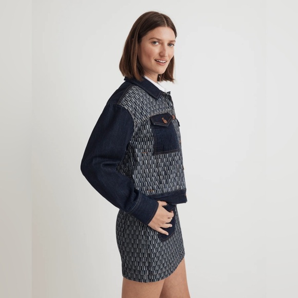 NWT Madewell Striped Denim Cropped Jacket in Genova Wash - Medium - Picture 6 of 12